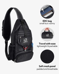Waterfly packable crossbody bag adjustable strap profile enables comfortable wear on any side.