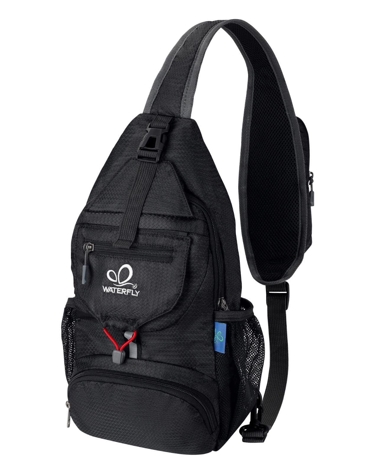 Waterfly packable crossbody bag front view shows compact design and everyday carry potential.