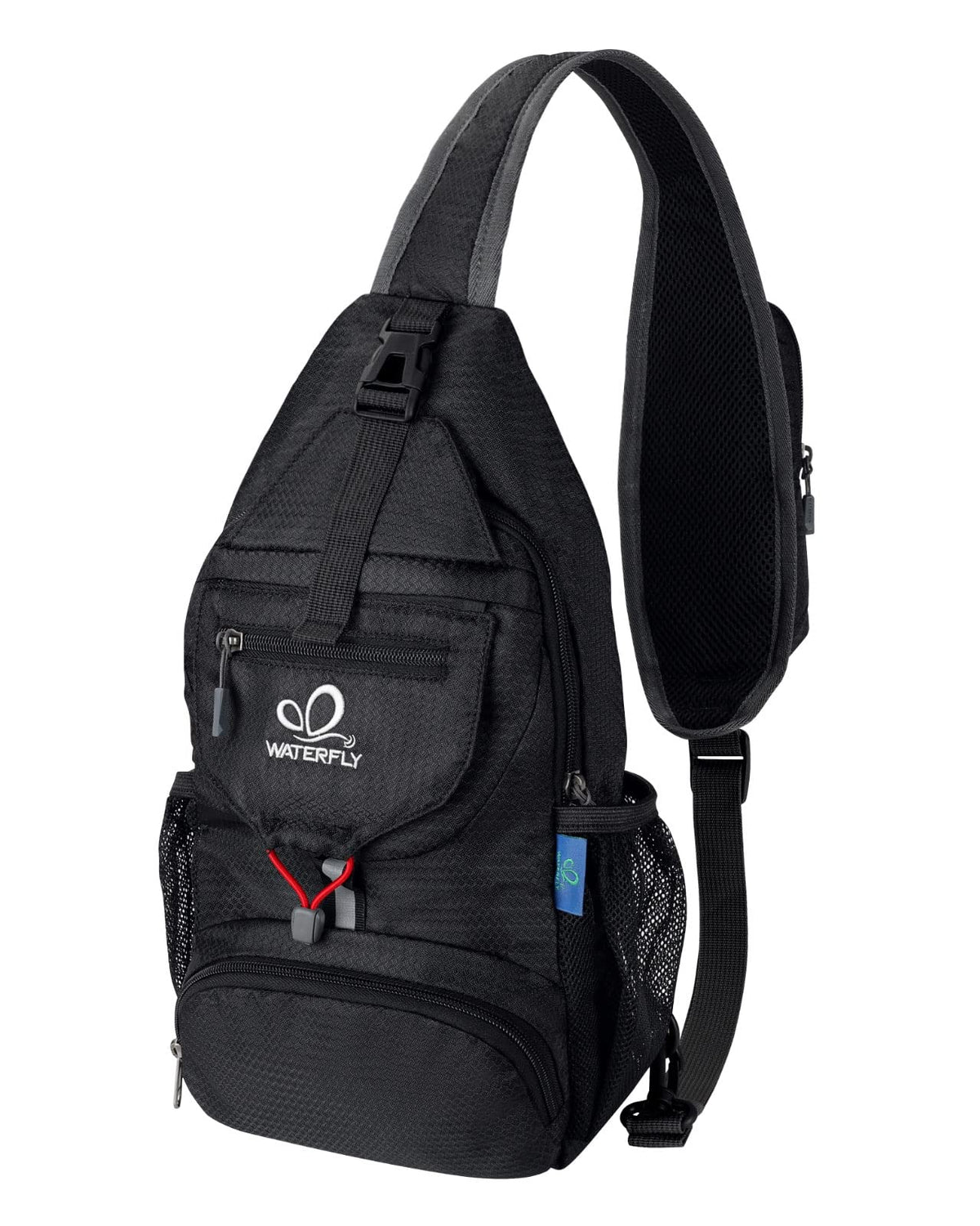 Waterfly packable crossbody bag front view shows compact design and everyday carry potential.