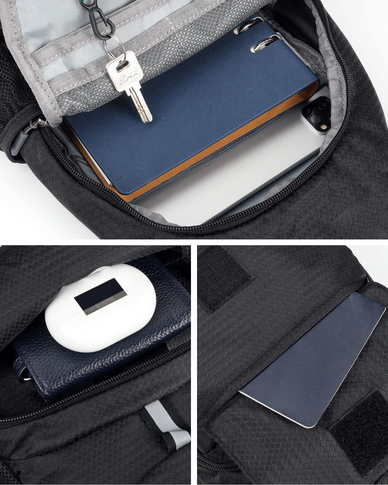 Waterfly packable crossbody bag zipper close-up emphasizes durability for everyday use.