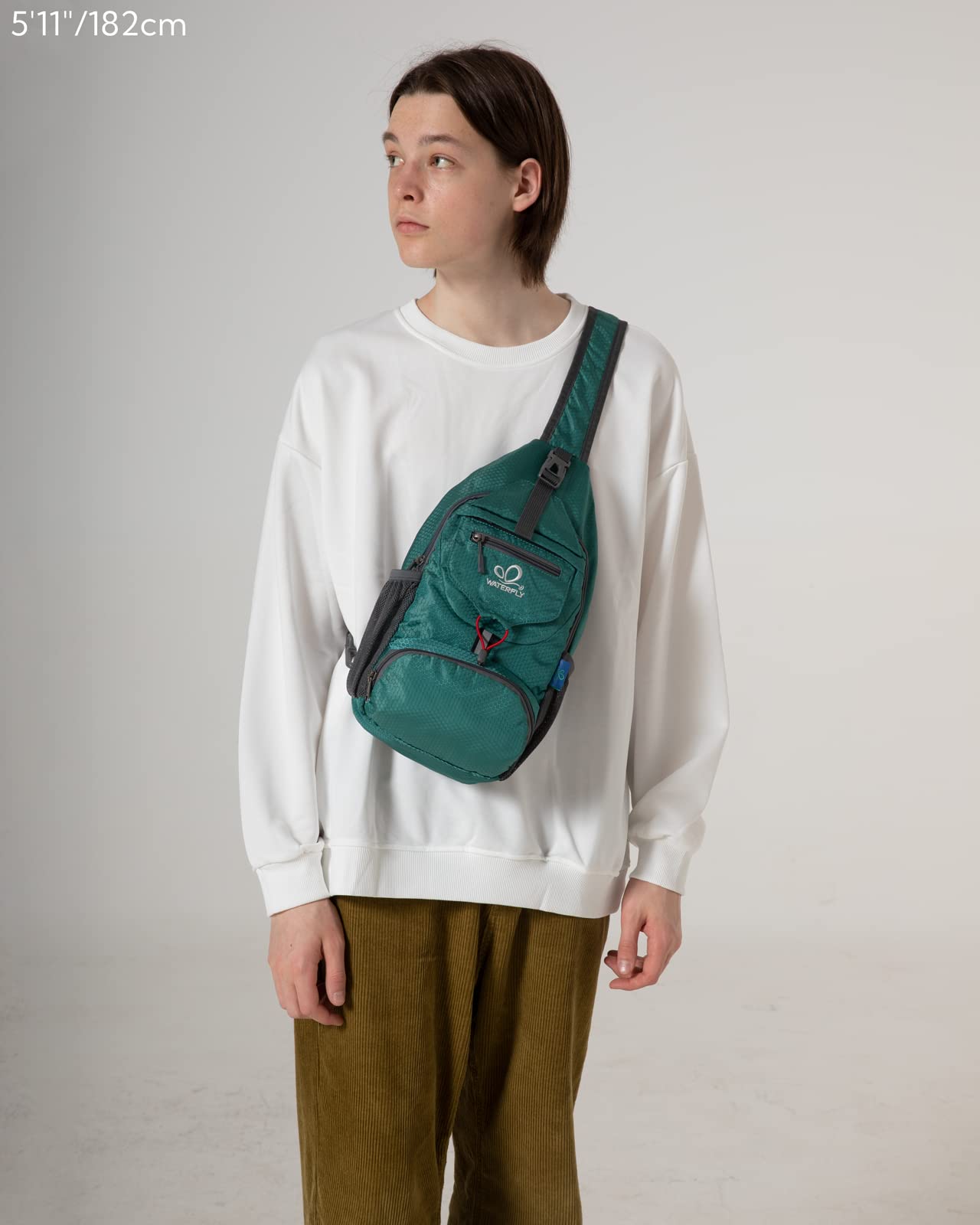 WATERFLY packable crossbody in folded compact form for travel convenience
