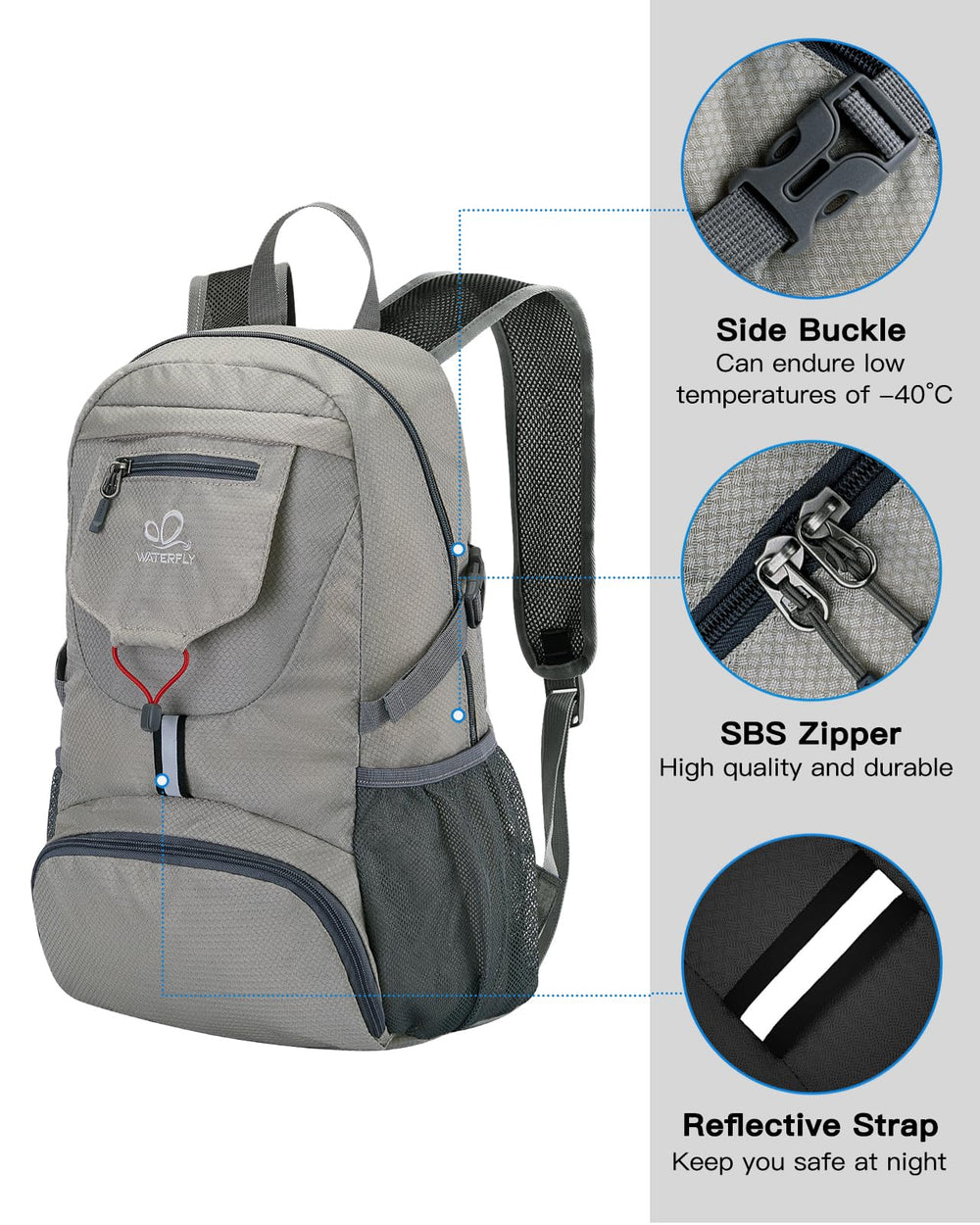 WaterFLY polyester lining for shoulder comfort during carry
