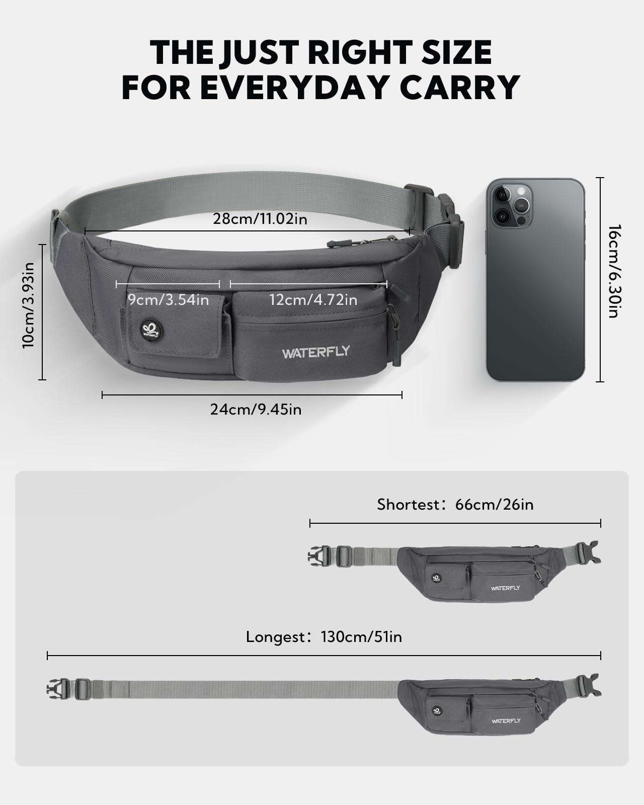 Waterfly rear anti-theft pocket keeps cash and passport discreet and secure.