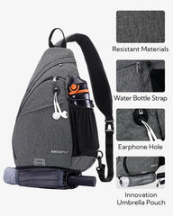 WATERFLY sling bag adjustable strap supports left- or right-handed wear.
