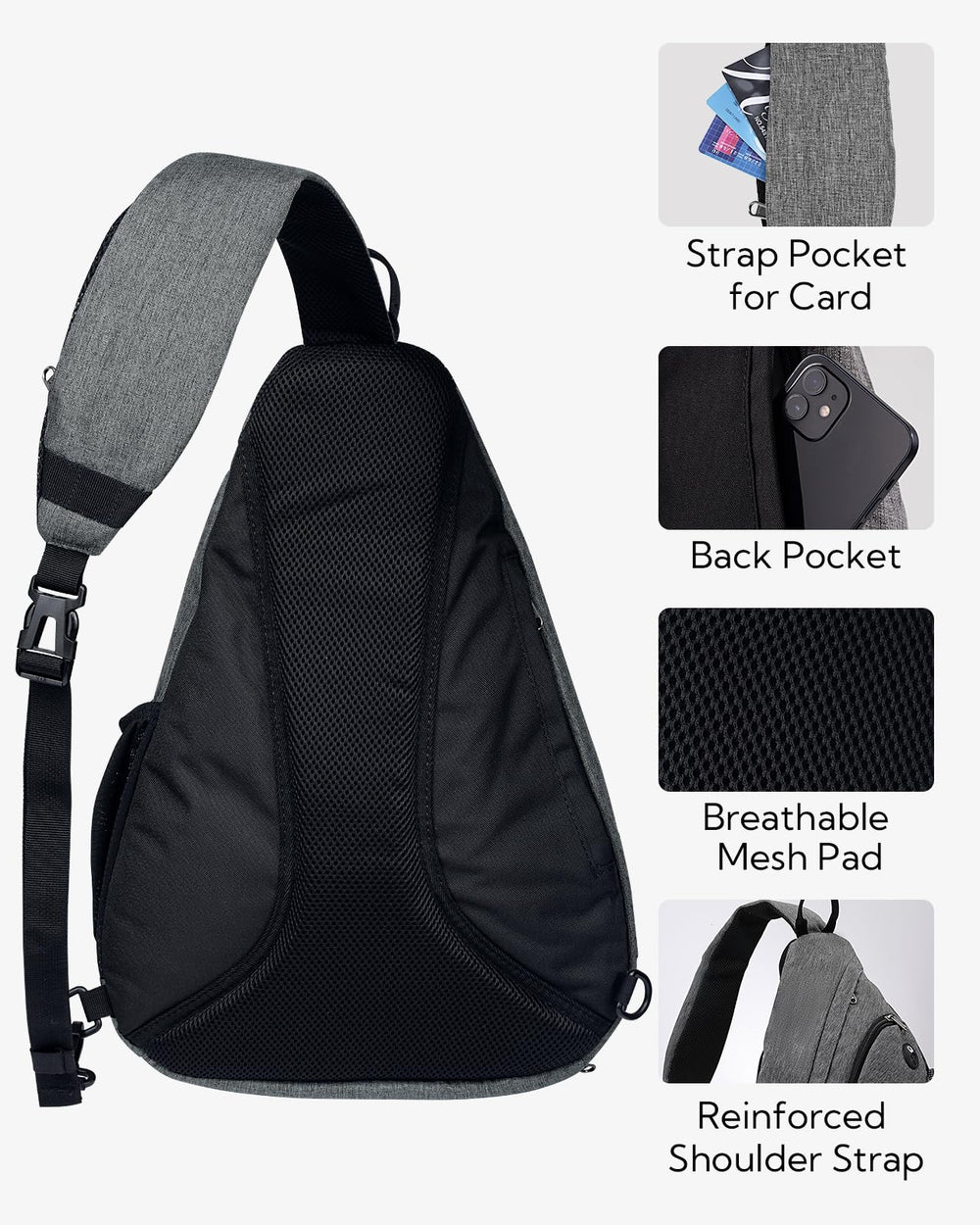 WATERFLY sling bag breathable back padding enhances all-day comfort.