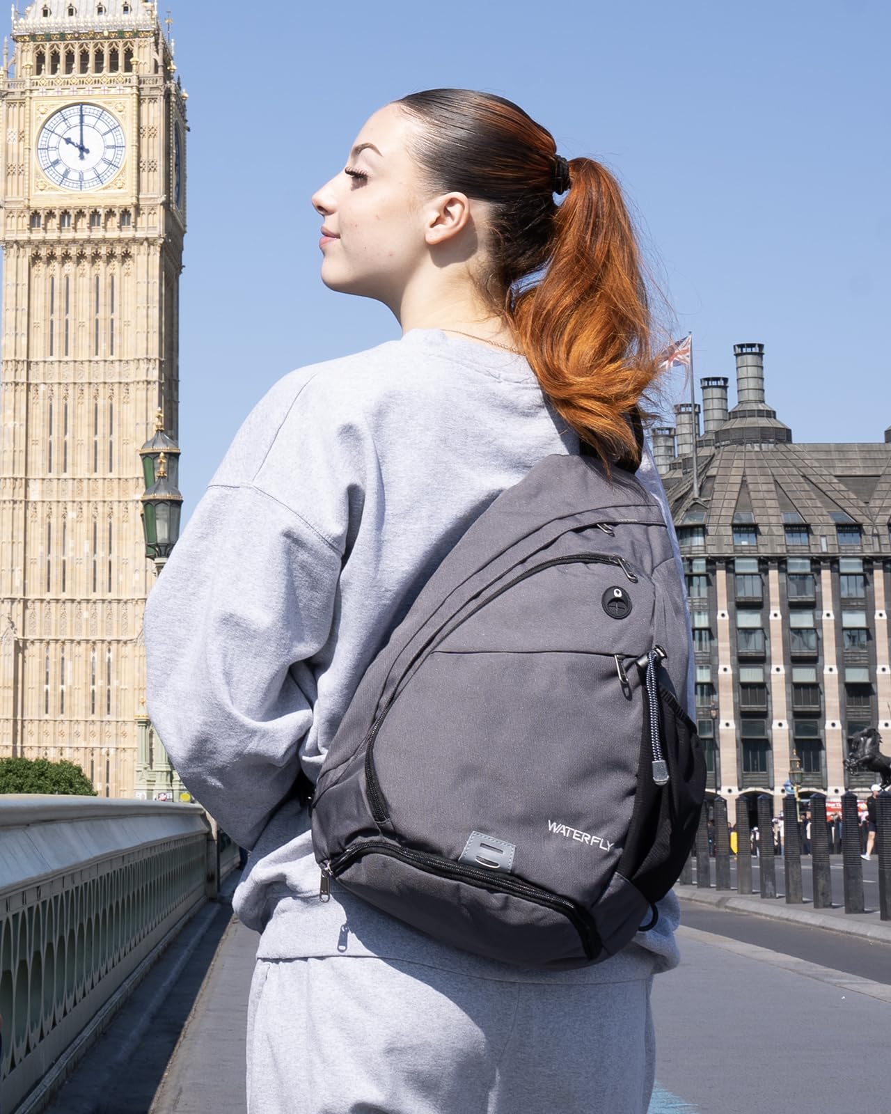 WATERFLY sling bag breathable back padding for comfortable all-day wear