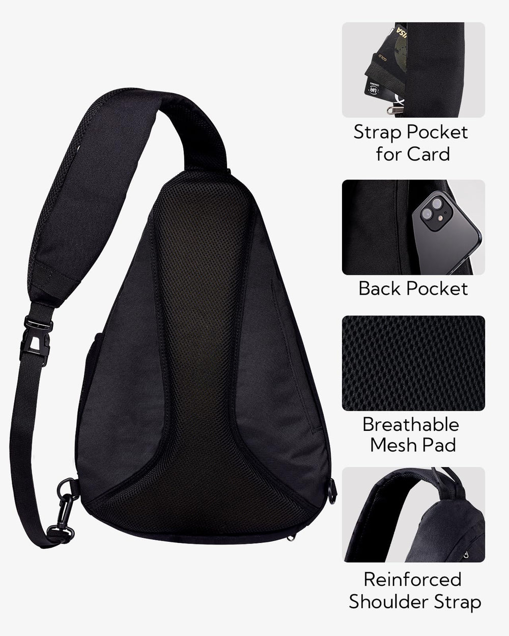 Waterfly Sling Bag back padding delivers breathable comfort during long wears.