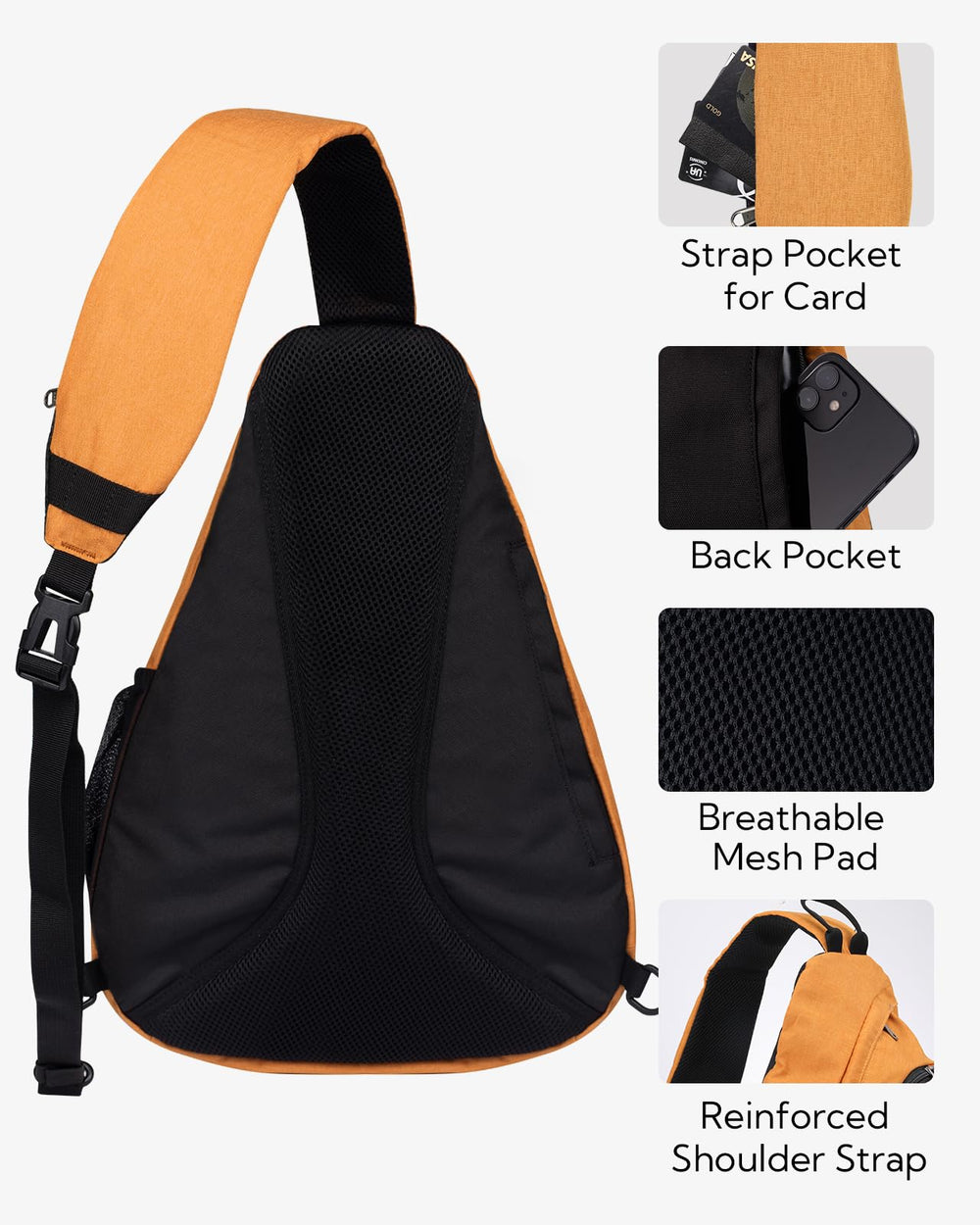 WATERFLY Sling Bag back padding provides breathable comfort during long carries.