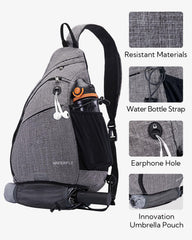 Waterfly sling bag hidden back pocket for quick essentials.