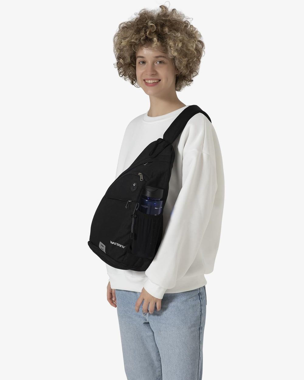 Waterfly Sling Bag in-use context shows versatile crossbody style for errands.
