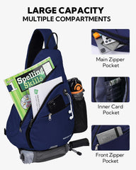 WATERFLY sling bag interior showing main compartment fit