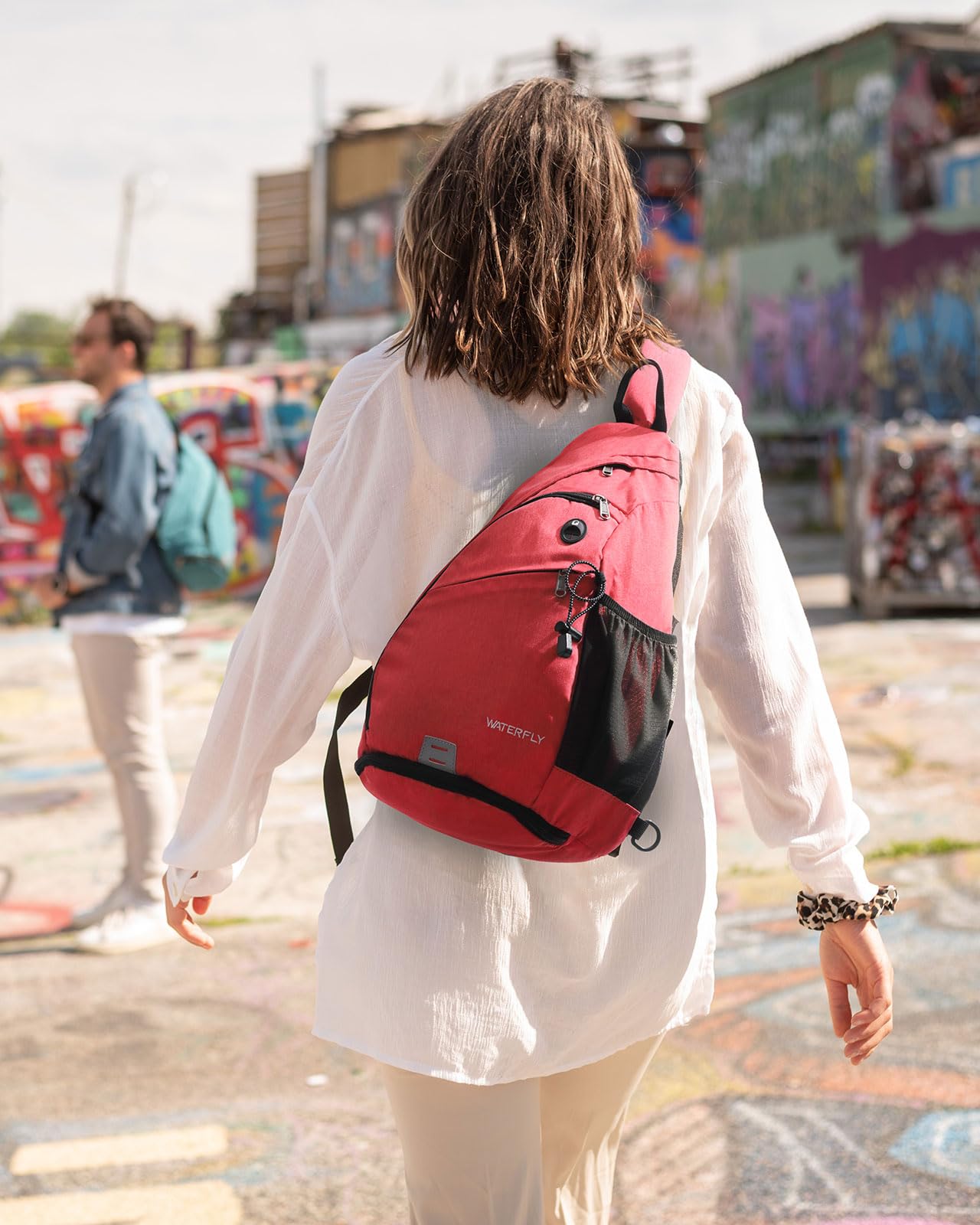 Waterfly sling bag water repellent linen fabric with anti-friction finish