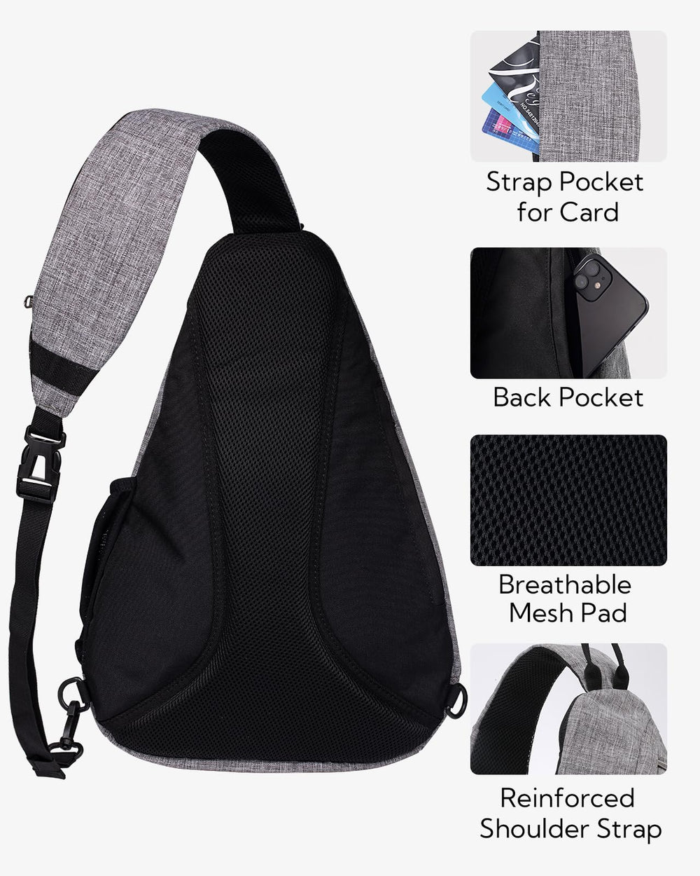 Waterfly sling bag adjustable shoulder strap for flexible wear.