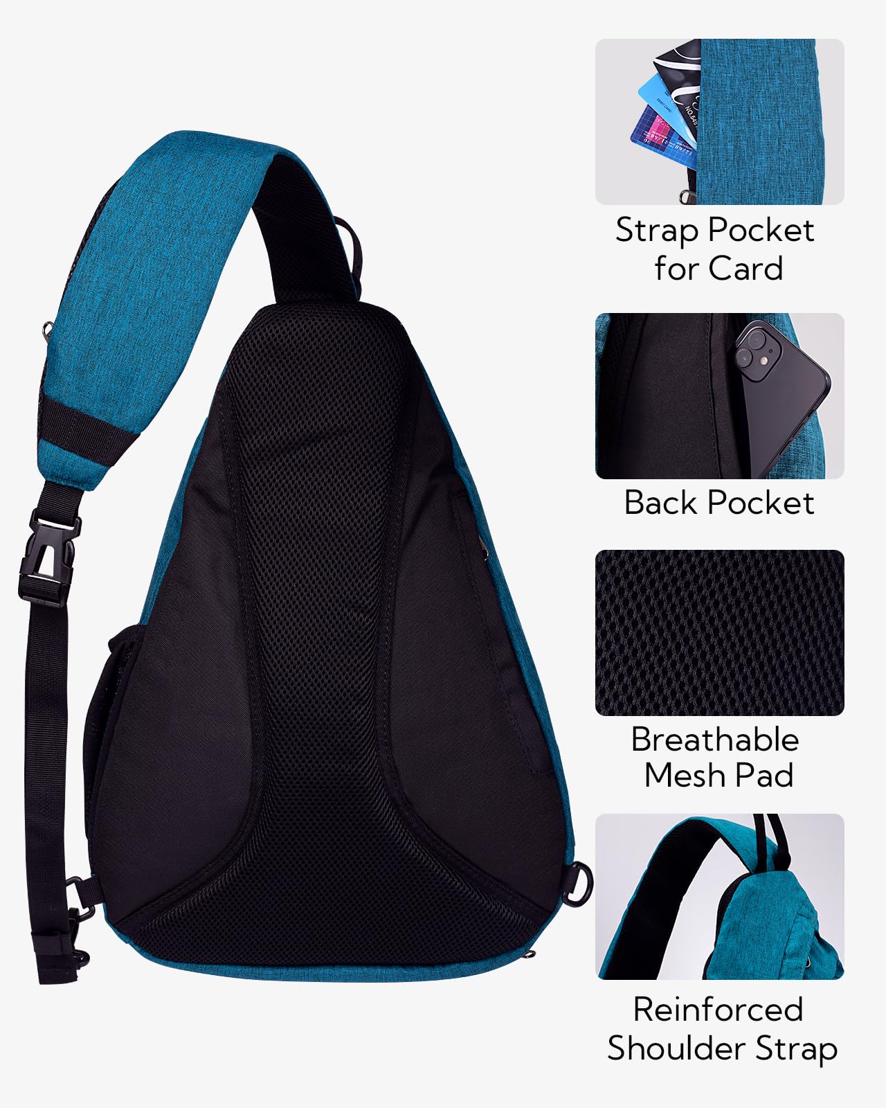 Waterfly sling bag strap pocket holds cards and sunglasses