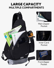 Waterfly Sling Bag water bottle holder provides easy drink access on the go.