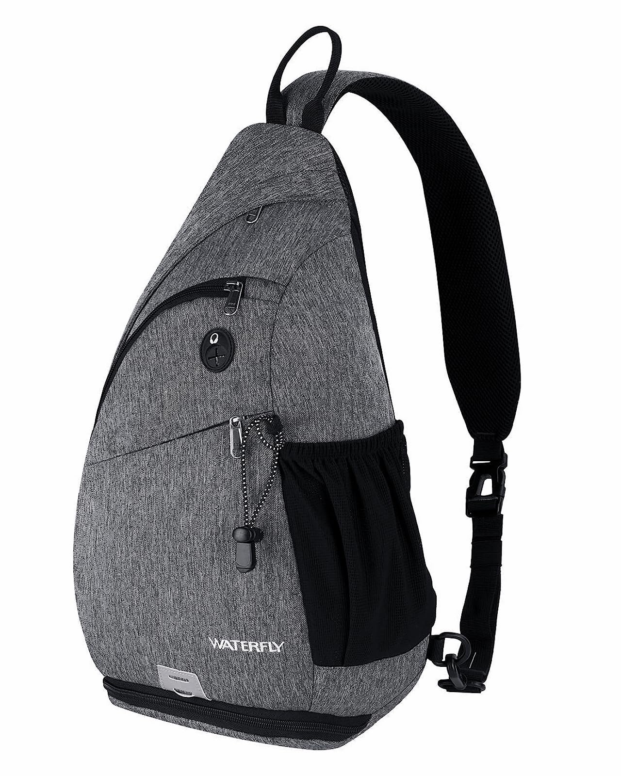 WATERFLY sling bag shown in daily use for commuting and travel.