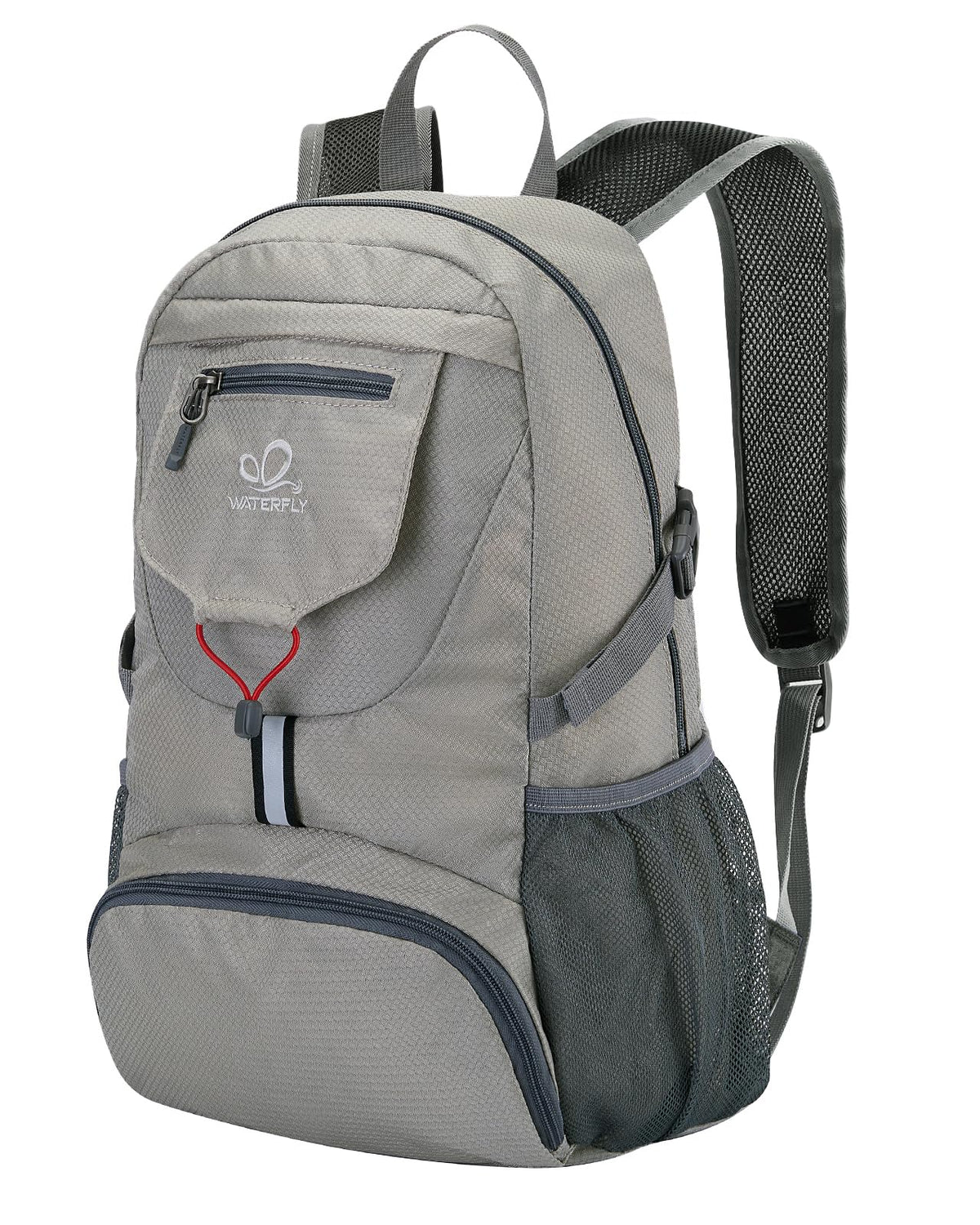 WaterFLY 20L packable backpack folded for compact storage during travel