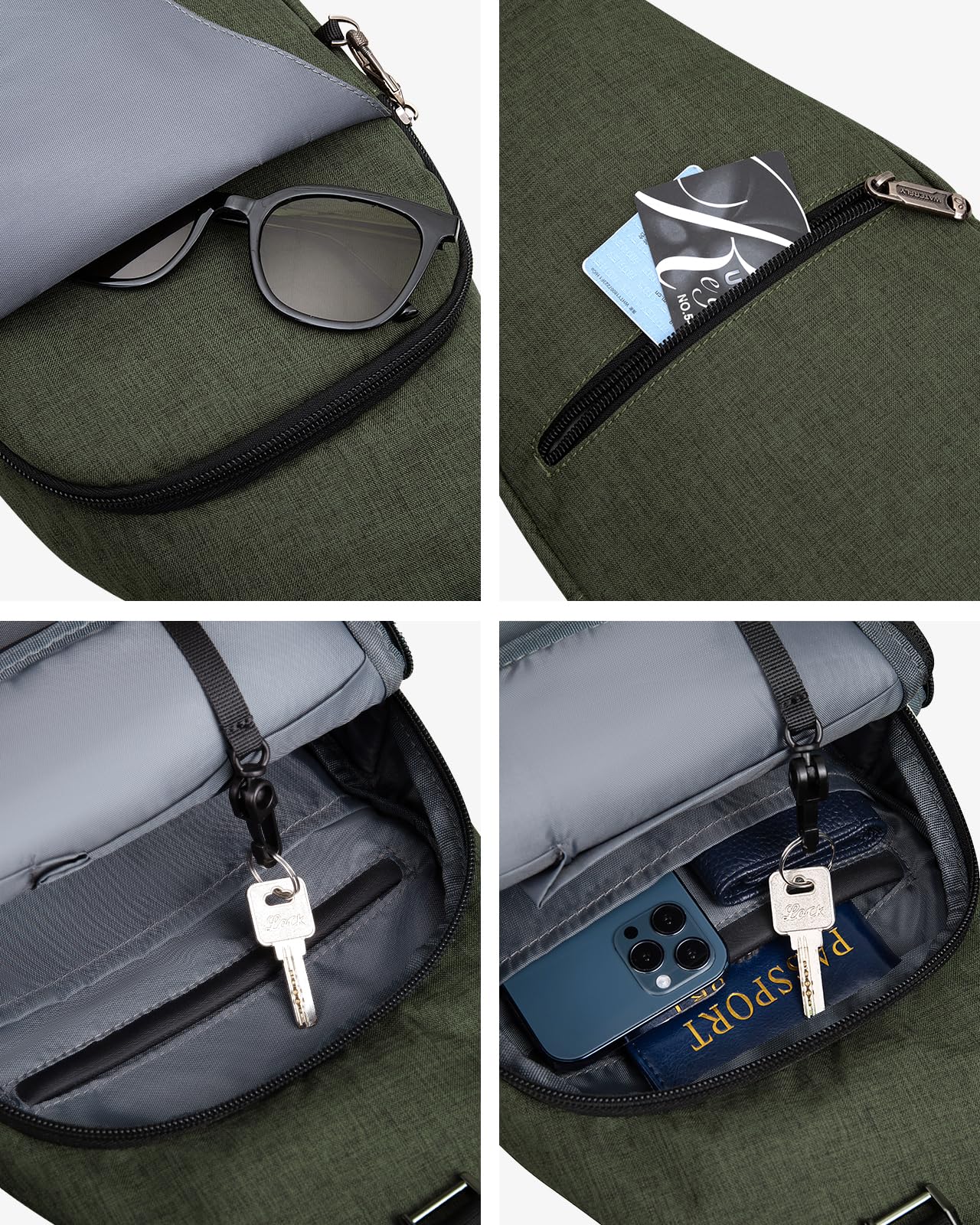 WATERFLY water resistant fabric protects contents in light rain.
