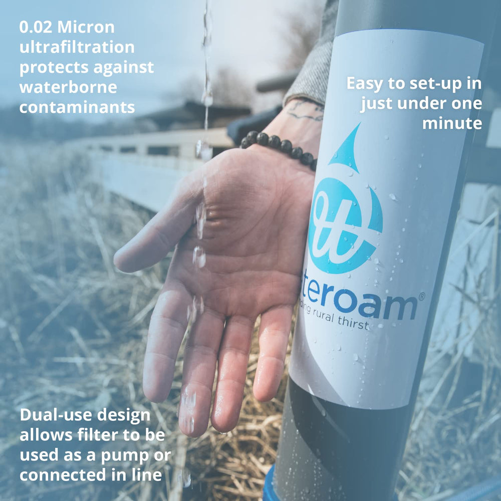 Wateroam ROAMfilter Mini inline setup filters water from a hydration bladder.