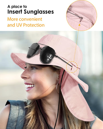 Removable 8.3-inch neck flap extended for neck UV protection