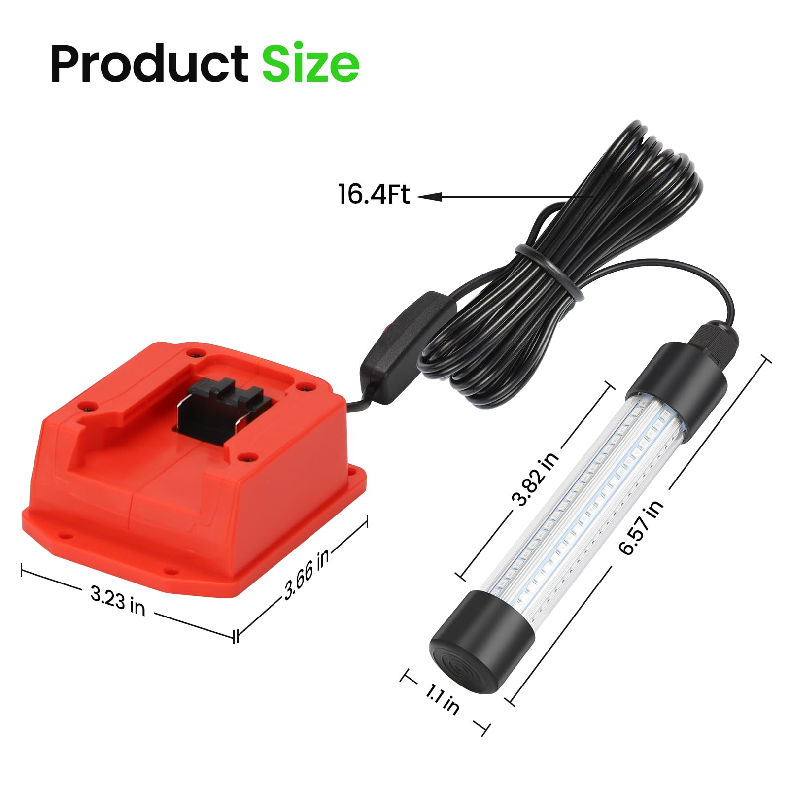 Durable epoxy-sealed ends IP68 waterproof fishing light