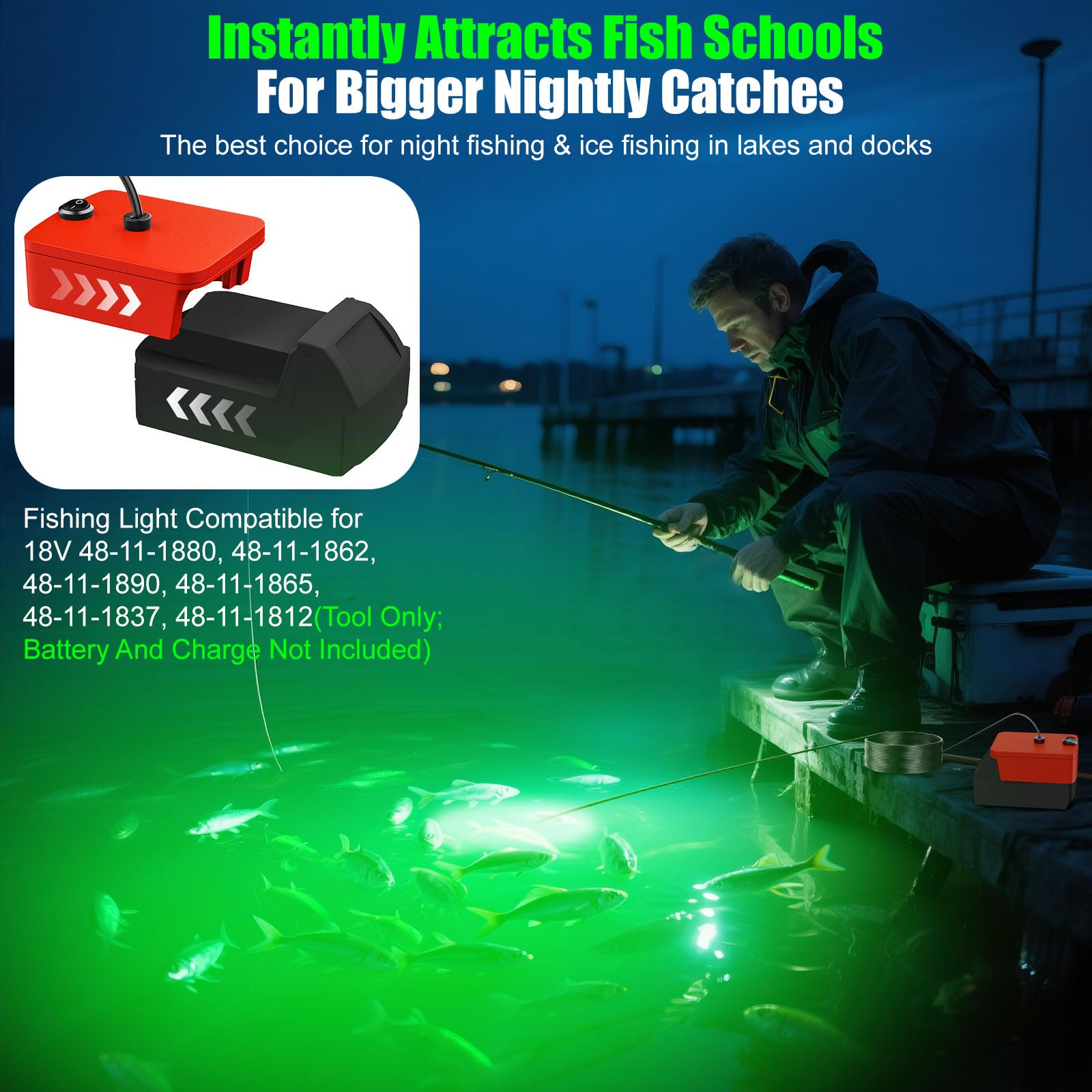 16.4-foot waterproof cable connected to the light