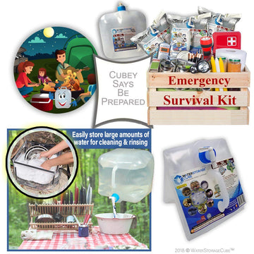 WaterStorageCube four-pack provides multiple ready-to-use containers for events and emergencies.