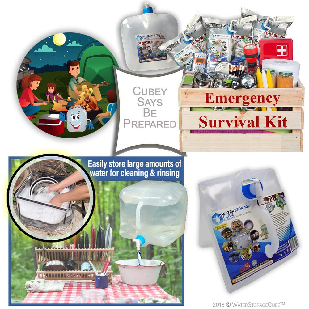 WaterStorageCube four-pack provides multiple ready-to-use containers for events and emergencies.