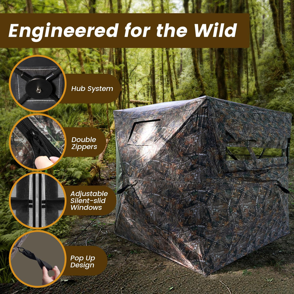 WAYTULES hunting blind camo with brush loops blends with surroundings