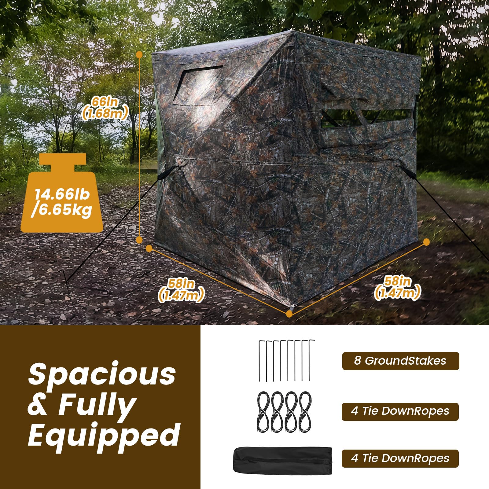 WAYTULES hunting blind two-to-three-person setup supports comfortable field sessions