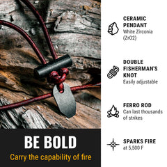 Wazoo Bushcraft pendant detail shows metal components and build quality.