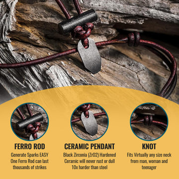 Wazoo Bushcraft mahogany leather knots highlight traditional mountaineering design