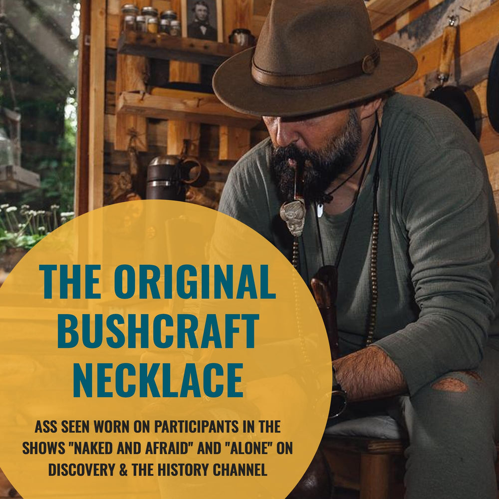 Wazoo Bushcraft necklace worn at 26-inch length offers versatile everyday wear