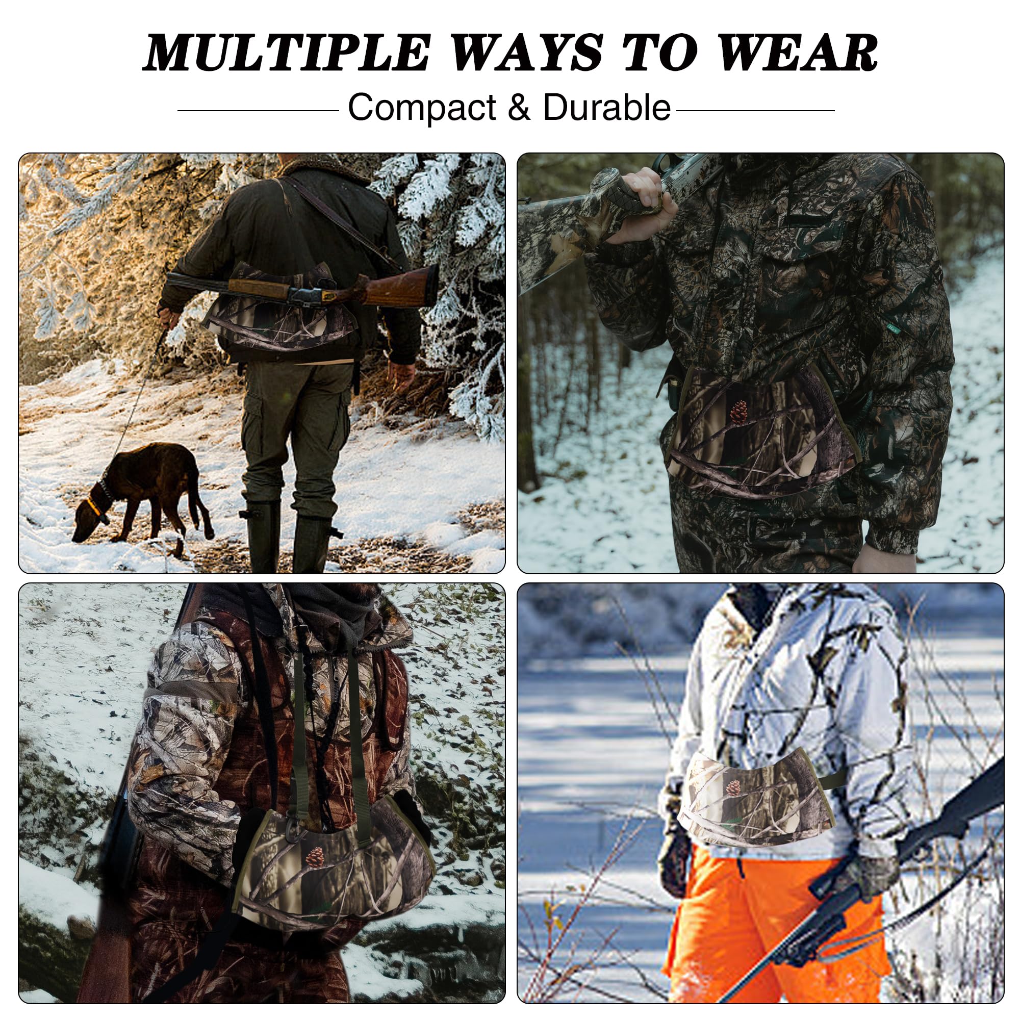 WBCBEC warming pouch worn during winter hunts in the woods