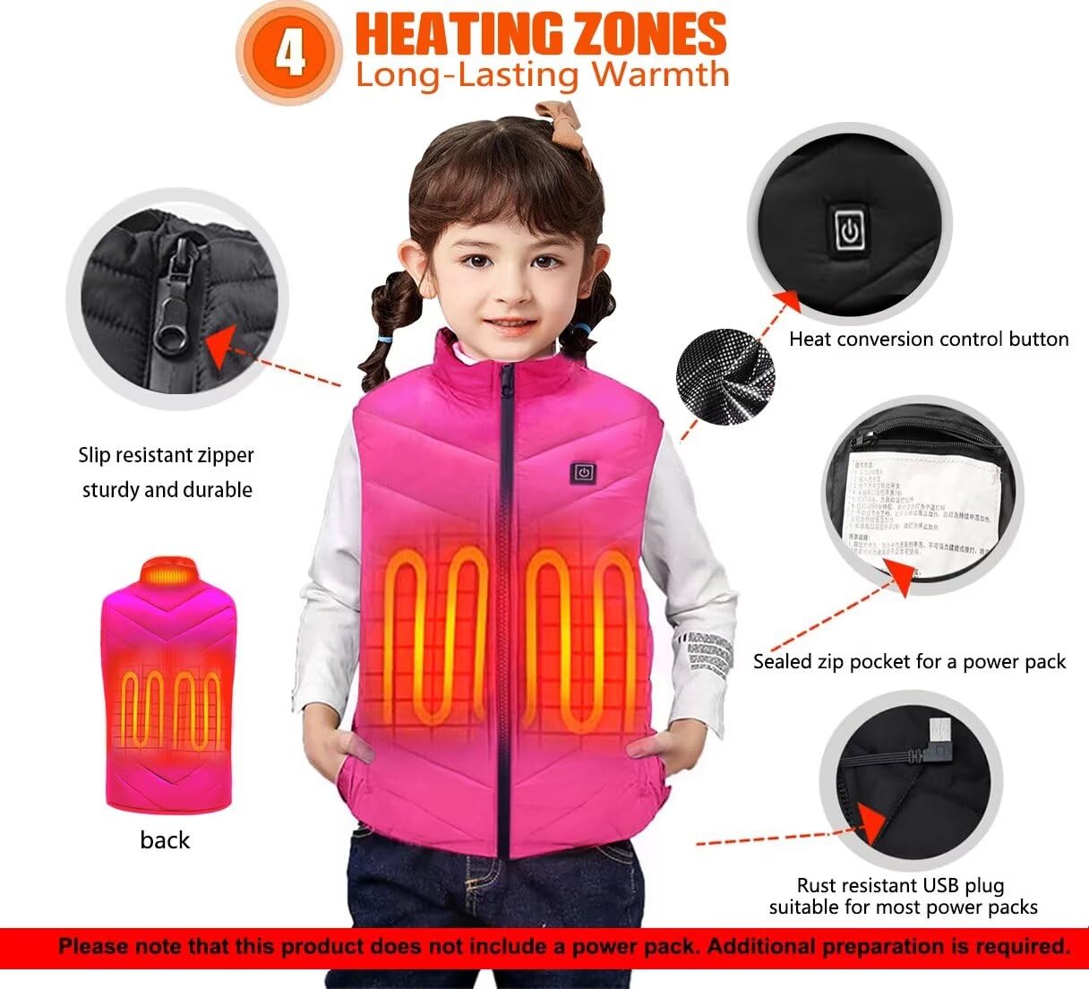WCOLAS heated vest with waterproof soft shell for wind and rain protection