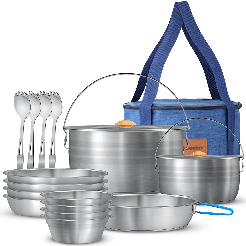 Wealers camping dinnerware set assembled for outdoor dining convenience