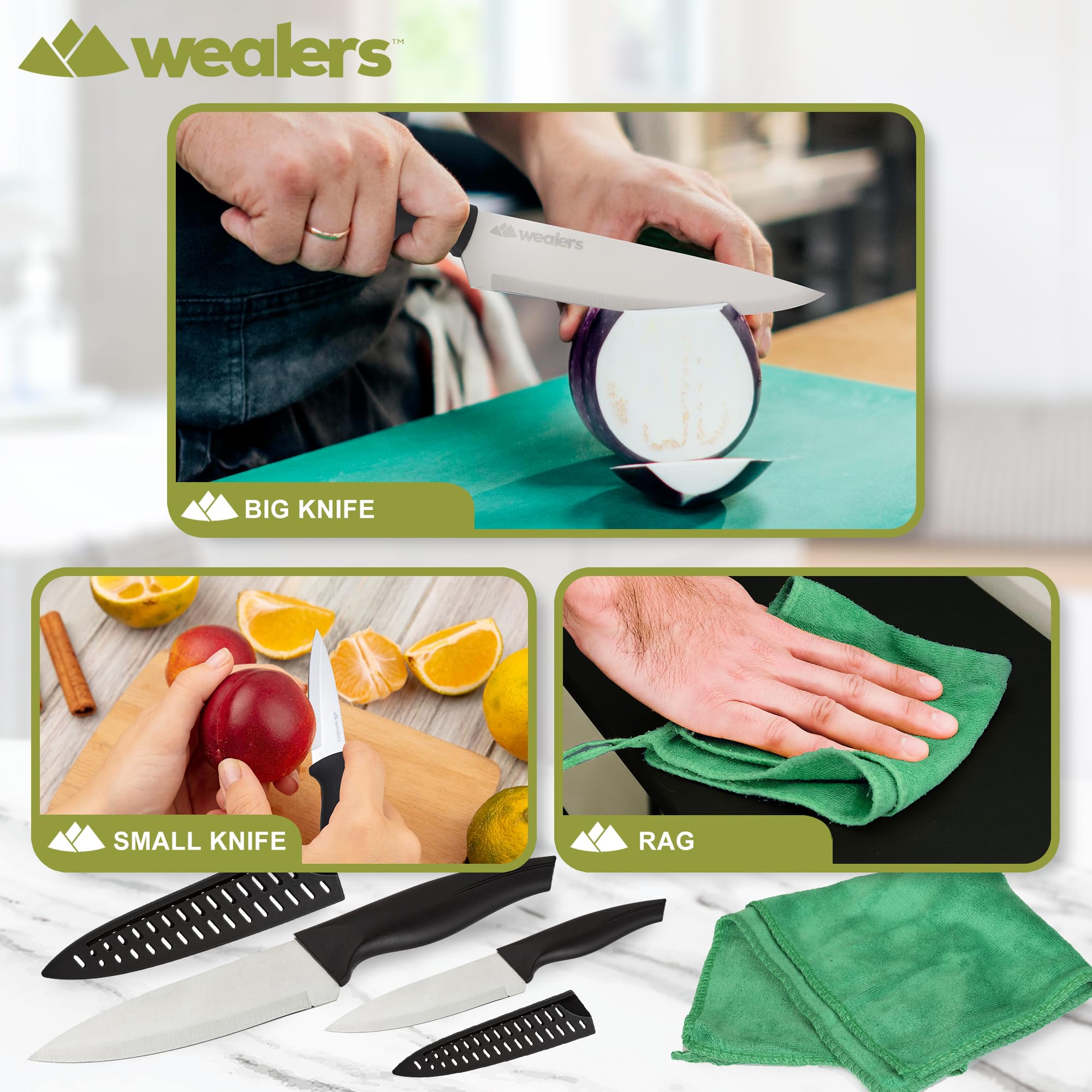 Wealers durable woven cotton shell shields utensils from weather and rough handling.