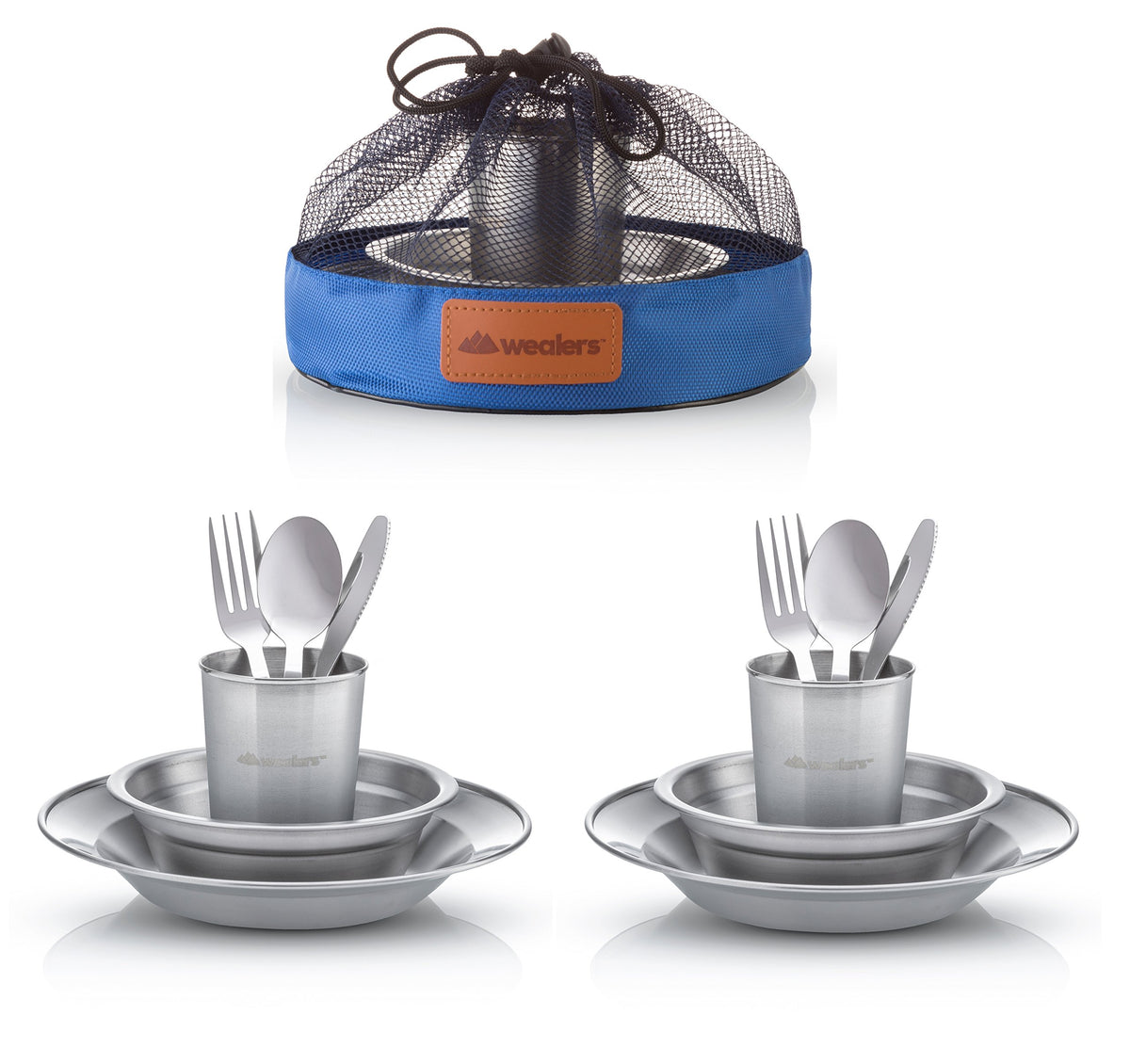 Wealers unique complete messware kit blue mesh bags for easy outdoor storage.