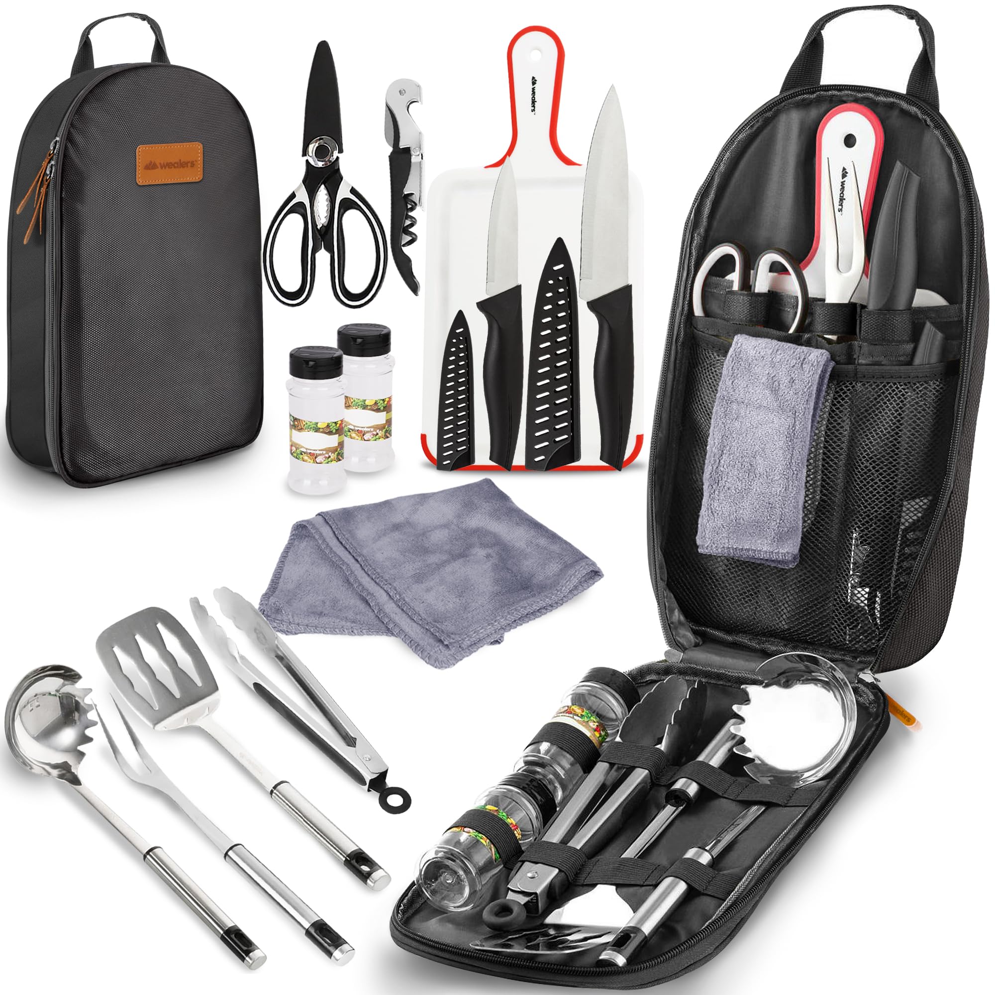 Wealers utensil organizer pouch with pockets protects utensils in transit.