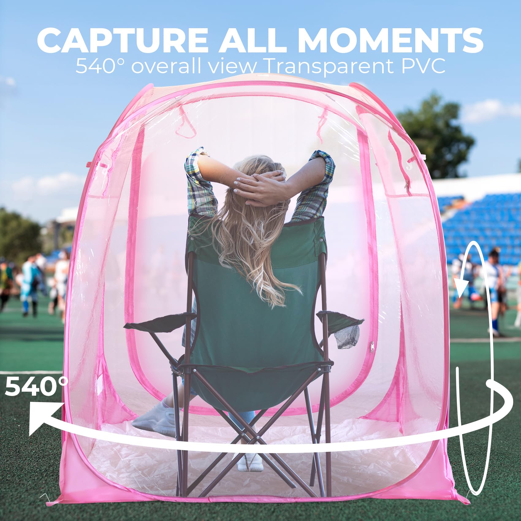Weather Proof Pod pop-up shelter folded in carry bag showcases portability.
