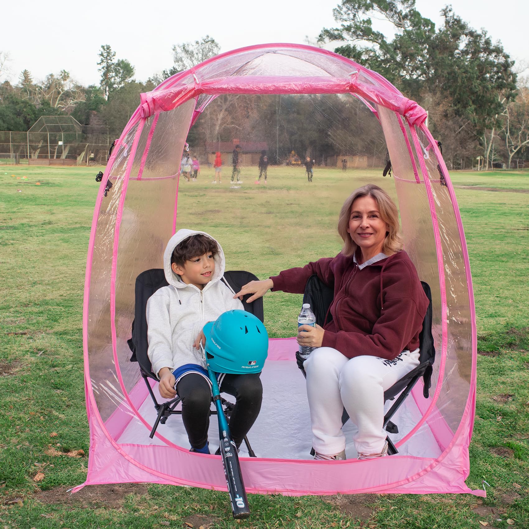 Weather Proof Pod sports tent setup demonstrates quick pop-up shelter for events.