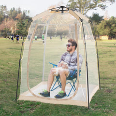 Weather Proof Pod sports tent setup enables quick shelter at outdoor events.