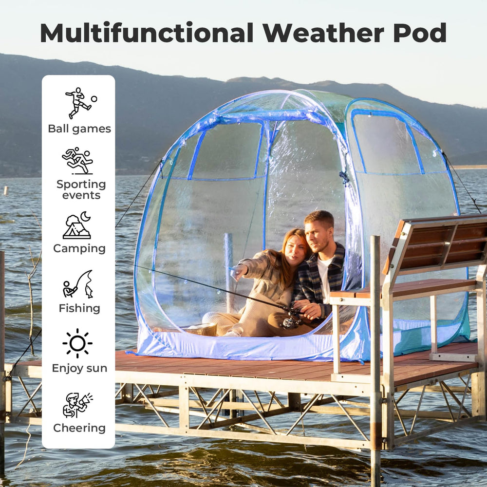 Weather Proof Pod sports tent blue with carry bag enables easy transport.