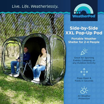 WeatherPod double-wide-xl bubble provides extra space for tailgates and group seating.