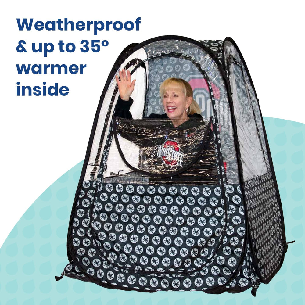 WeatherPod full enclosure blocks wind and light rain.