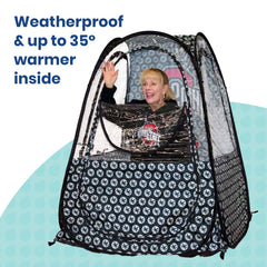 WeatherPod full enclosure blocks wind and light rain.