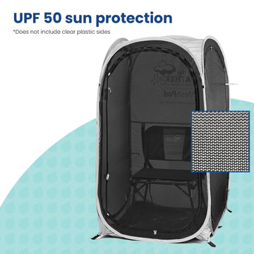 WeatherPod one-person setup ready illustrates lightweight, quick pop open.