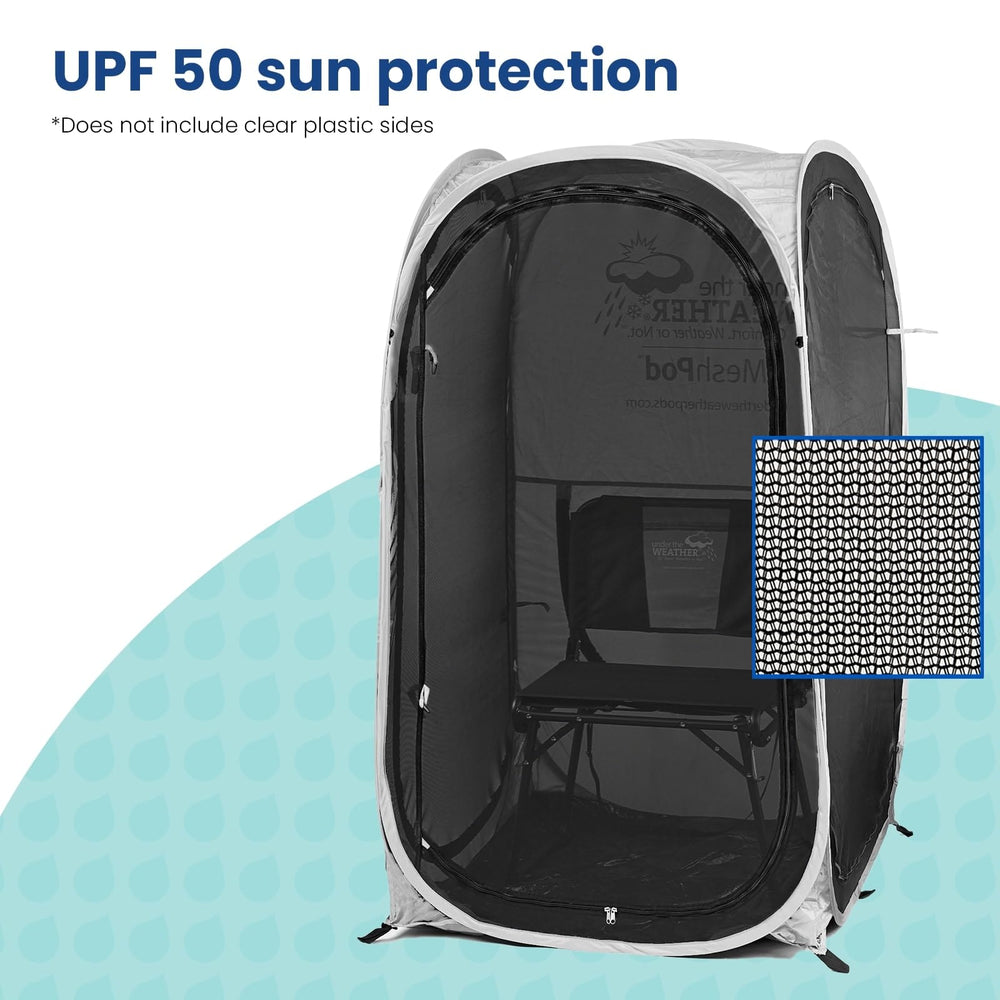 WeatherPod one-person setup ready illustrates lightweight, quick pop open.