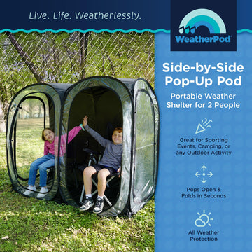 WeatherPod Original folded into a compact backpack for easy transport