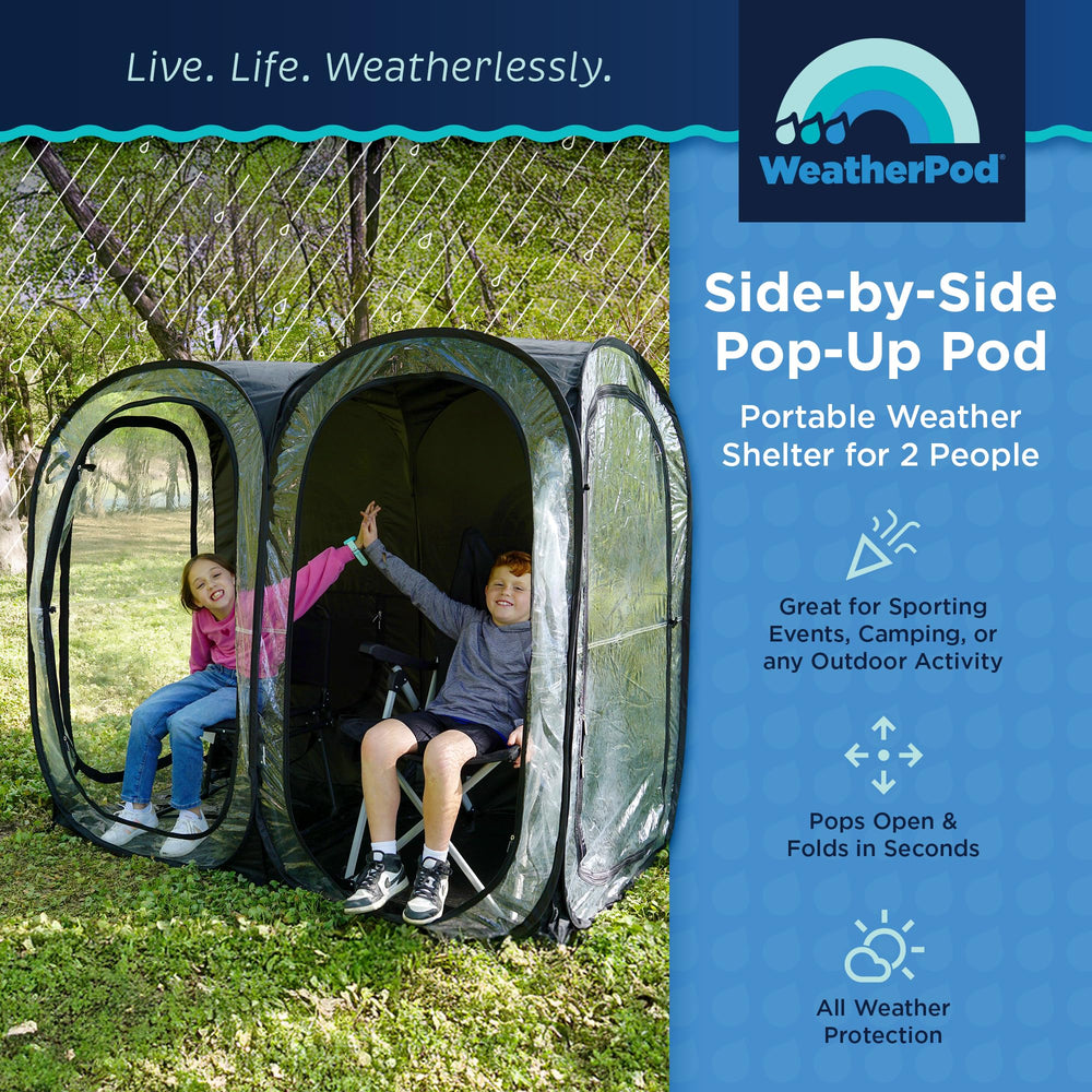 WeatherPod Original folded into a compact backpack for easy transport
